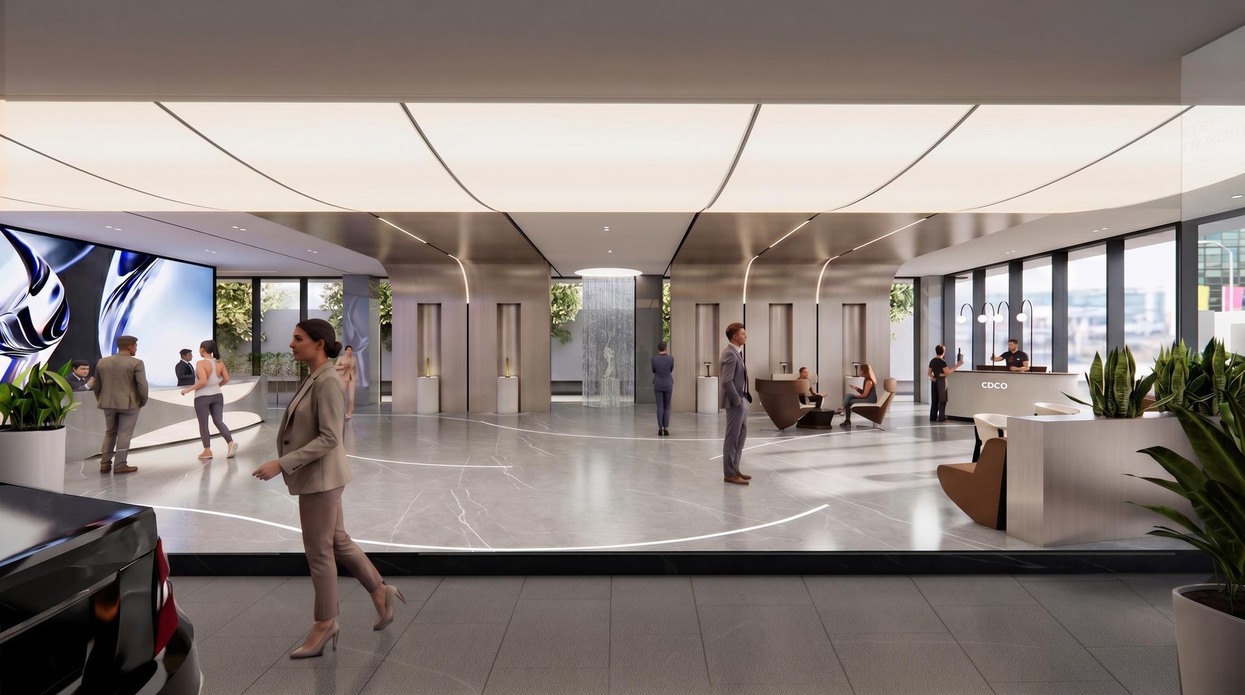 Concept view of Opella Pune's curved arrival hall