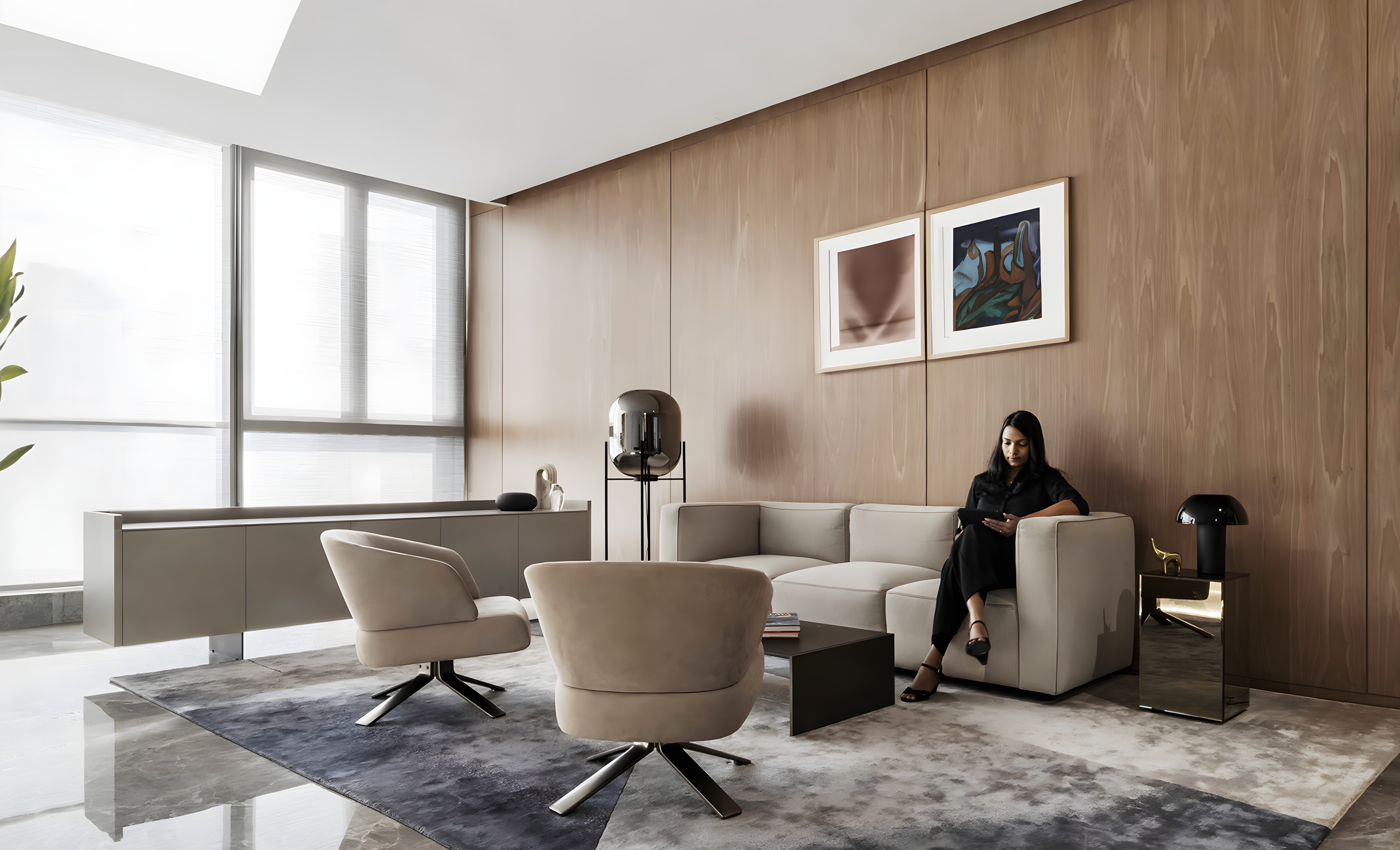 Lounge within an alternative asset management workplace